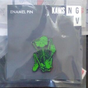 ‘18 KAWS Skeleton Pin NGV Exclusive GREEN Kawsone Enamel AUTHENTIC FAST USA SHIP